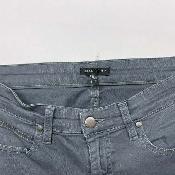 Eileen Fisher Organic Cotton Jeans Pockets Stretch Zip Closure Pants Women 6 - Picture 8 of 10